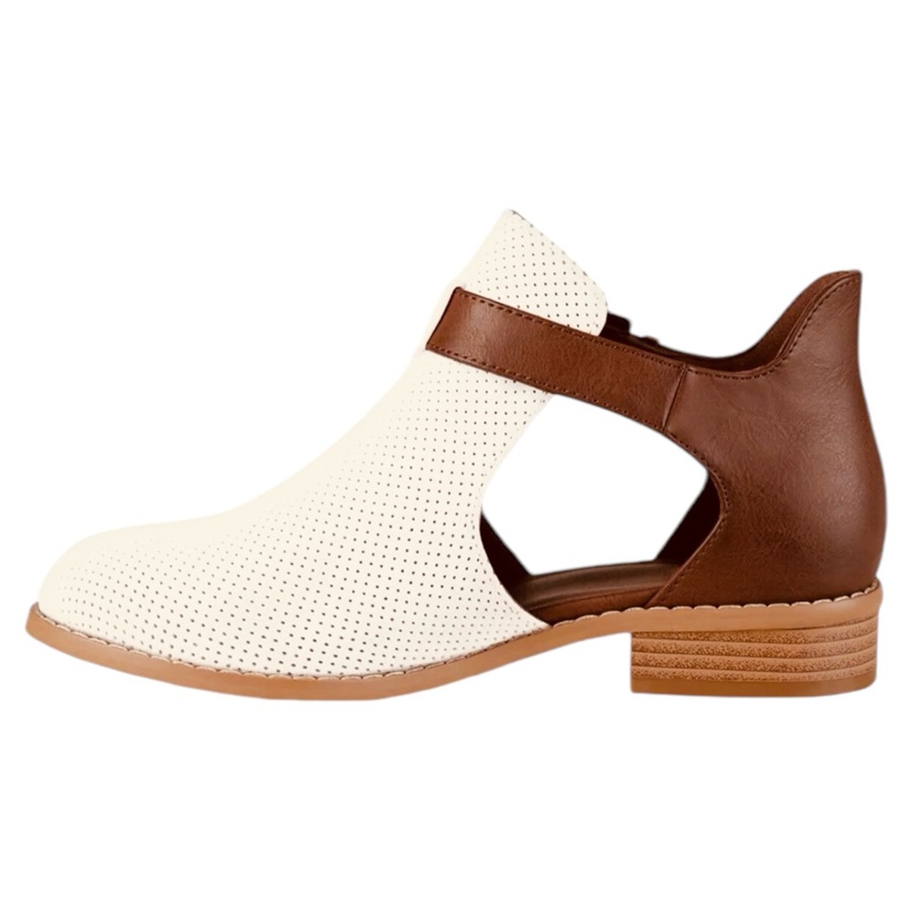 JC Cute Women's Ankle Boots Size 5.5 IVORY/BROWN Lacer Cut Booties NWT - Picture 6 of 7